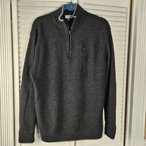 Ibex Mens Heathered Black 1/4‎ Zip Wool Pullover Sweater XL - Holes